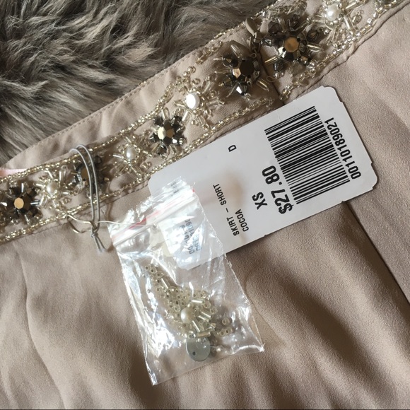 Beaded Mini Skirt - Taupe - Picture 3 of 5